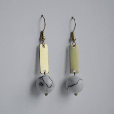 nahili OHRRINGE aus Messing "Marble Quadro" Ohrschmuck Naturstein Marmor oder Howlith