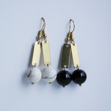 nahili OHRRINGE aus Messing "Marble Quadro" Ohrschmuck Naturstein Marmor oder Howlith