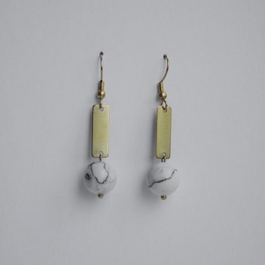 nahili OHRRINGE aus Messing "Marble Quadro" Ohrschmuck Naturstein Marmor oder Howlith