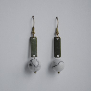 nahili OHRRINGE aus Messing "Marble Quadro" Ohrschmuck Naturstein Marmor oder Howlith