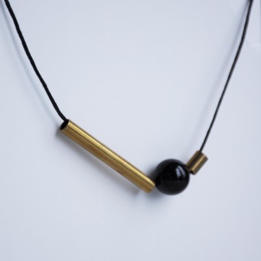 nahili KETTE "golden geo Marble" Messing Schmuck mit Naturstein Marmor oder Howlith