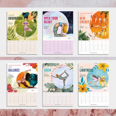 Yoga Wandkalender 2027 | Illustrierter Kalender | Feminine Designs für Achtsamkeit & Selbstliebe | Nachhaltige Geschenkidee | Asana | engl.
