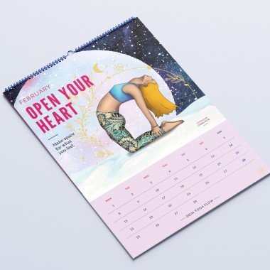 Yoga Wandkalender 2027 | Illustrierter Kalender | Feminine Designs für Achtsamkeit & Selbstliebe | Nachhaltige Geschenkidee | Asana | engl.