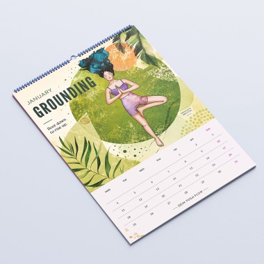 Yoga Wandkalender 2027 | Illustrierter Kalender | Feminine Designs für Achtsamkeit & Selbstliebe | Nachhaltige Geschenkidee | Asana | engl.