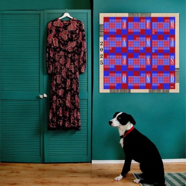 Jahresplaner 2025 Karo rotblau / Kilim