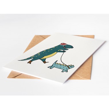 The Naughty District -Weihnachtskarte »Dino mit Dino Dog«