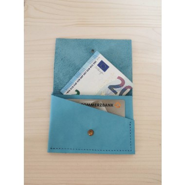 BSaite / Mini Leder Portemonnaie / kleine Leder Geldbörse / Leder Kartenetui / tiny wallet / hellblauer Geldbeutel