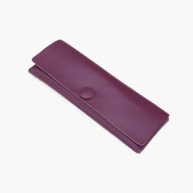 EINFACHDESIGN Stiftemäppchen, Lederetui, Mäppchen, kleine Ledertasche aus vegetabil gegerbtem Leder, aubergine