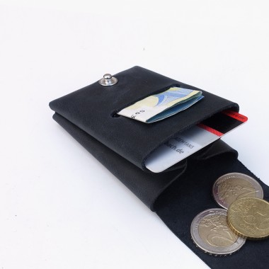 Einfachdesign, Slimwallet, Minigeldbeutel, Geldbeutel, Leder anthrazit