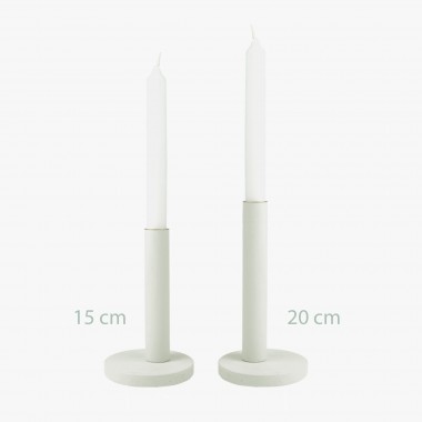 Einfachdesign, Kerzenständer, groß, hellgrau, zerlegbar, Massivholz lackiert