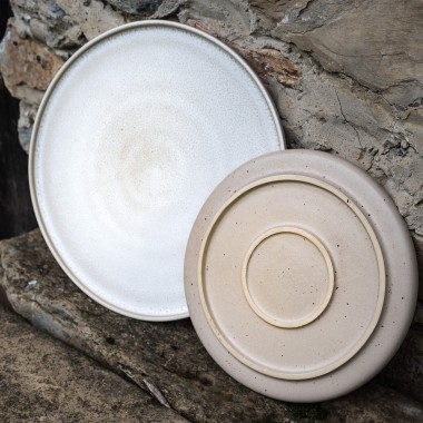 Handgemachter Steingut Teller Eelina groß - Cappuccino Beige - EDDA stoneware