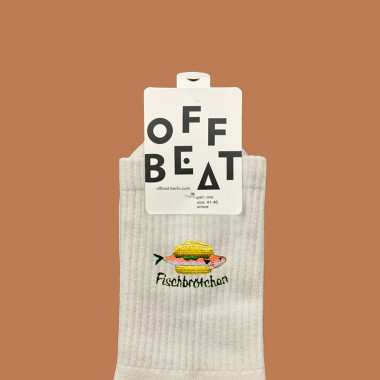 Bestickt Fischbrötchen Socken von Offbeat Bestickt Fischbrötchen Socken von Offbeat