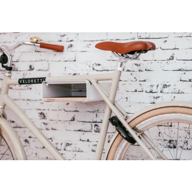 Design Fahrrad-Wandhalterung | PARAX® S-RACK | Weiß mit Walnuss Holz | für Rennrad Hardtail & Cityrad