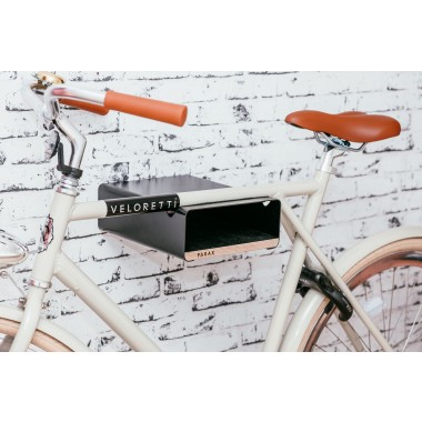 Design Fahrrad-Wandhalterung | PARAX® S-RACK | Schwarz mit Holz Schwarz | für Rennrad Hardtail & Cityrad