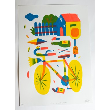 Martin Krusche - Stencildruck »Fahrradtour« 50x70cm