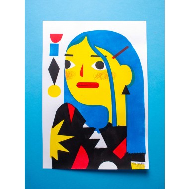 Martin Krusche - Schablonendruck »Frau mit Spange«, DINA3