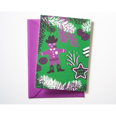Weihnachtskarte »Frohes Fest« grün/lila // Papaya paper products