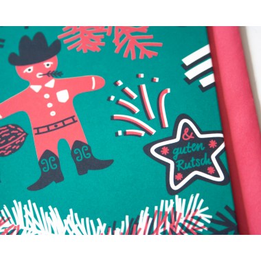 Weihnachtskarte »Frohes Fest« türkis/pink // Papaya paper products