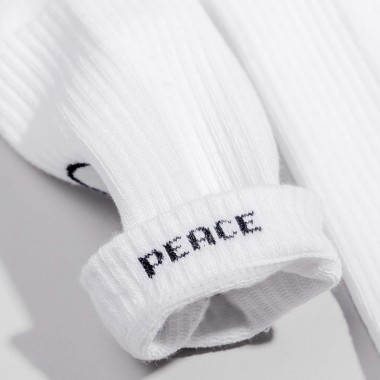 Fyngers - PEACE weiße Tennissocke aus Biobaumwolle