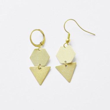 nahili OHRRINGE "geo circels and triangels" bronze Ohrschmuck (Brisuren oder Haken)