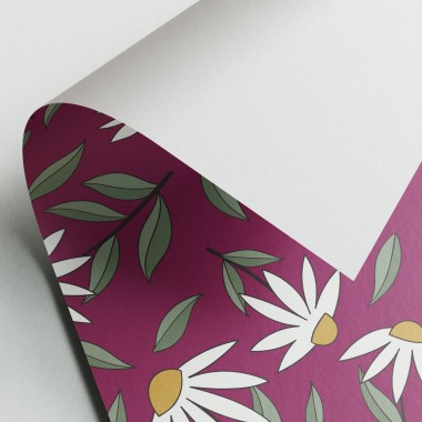 Geschenkpapier - Blumen - Magenta Hintergrund - Nr. 240 - Naturbedacht