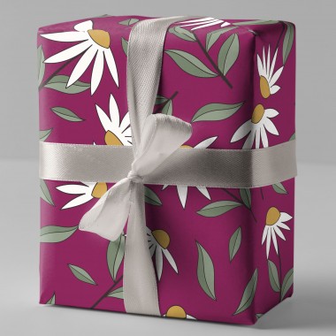 Geschenkpapier - Blumen - Magenta Hintergrund - Nr. 240 - Naturbedacht