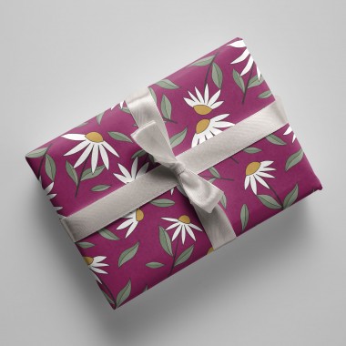 Geschenkpapier - Blumen - Magenta Hintergrund - Nr. 240 - Naturbedacht