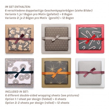 12 Bogen Weihnachtspapier mit verschiedenen Mustern von My Pretty Circus