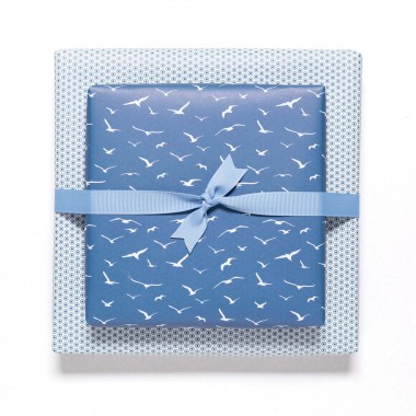 Blaues Geschenkpapier "Möwen" - 5 Bogen 