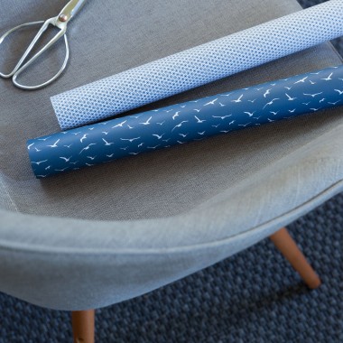 Blaues Geschenkpapier "Möwen" - 5 Bogen 