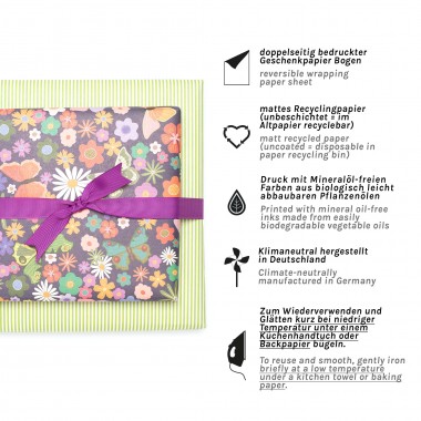 Buntes Geschenkpapier "Blumenwiese" - 5 Bogen