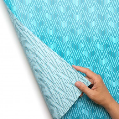 Geschenkpapier "Trinity" in Türkis mit geometrischem Muster - 5 Bogen