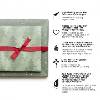 12 Bogen Weihnachtspapier mit verschiedenen Mustern (grün) von My Pretty Circus