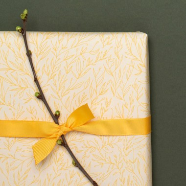Gelbes Geschenkpapier "Pflanzen" - 5 Bogen