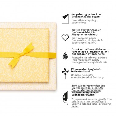 Gelbes Geschenkpapier "Pflanzen" - 5 Bogen
