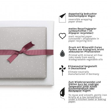 Graues Geschenkpapier "Pünktchen" - 5 Bogen