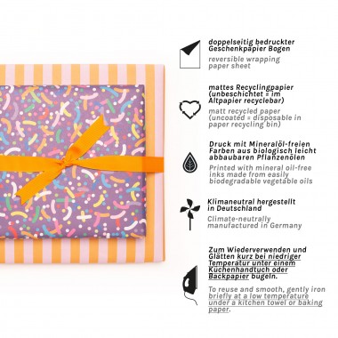 Buntes Geschenkpapier "Streusel" - 5 Bogen