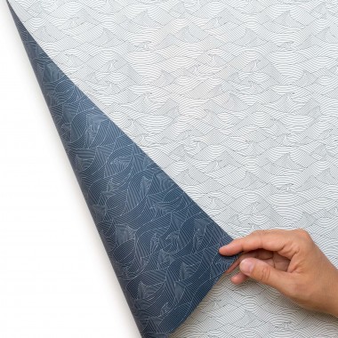 Blaues Geschenkpapier "Wellen" - 5 Bogen