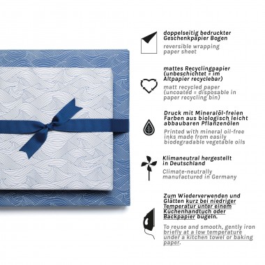 Blaues Geschenkpapier "Wellen" - 5 Bogen