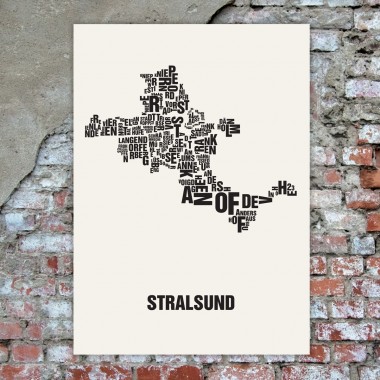 Buchstabenort STRALSUND Poster Typografie Siebdruck
