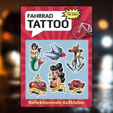 HUGS & STICKERS: Postkarte mit reflektierenden Fahrrad-Aufkleber Tattoo | MOOXIBIKE