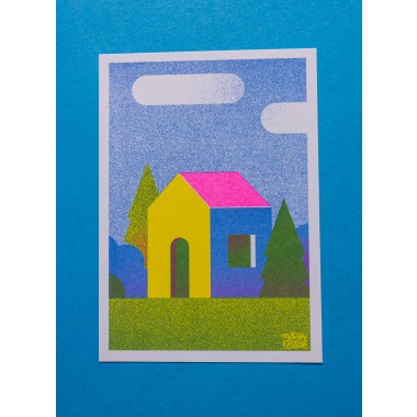 Martin Krusche - Risographie »Häuser - Am Waldesrand«, DIN A6