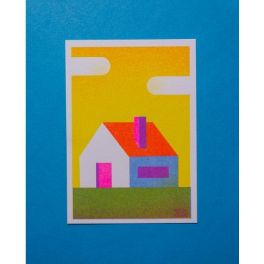 Martin Krusche - Risographie »Häuser - Blockhütte«, DIN A6