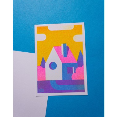 Martin Krusche - Risographie »Häuser - Datsche«, DIN A6