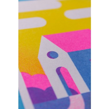 Martin Krusche - Risographie »Häuser - Sonnenuntergang«, DIN A6