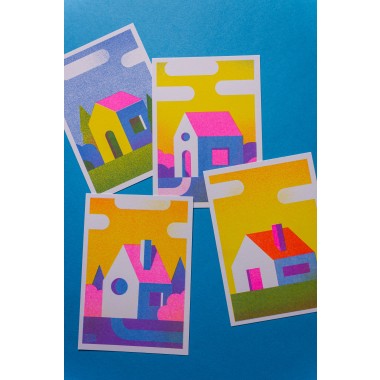 Martin Krusche - Risographie »Häuser - Blockhütte«, DIN A6