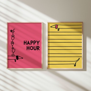 vonSUSI - Dackel Poster "Happy Hour Dackel"