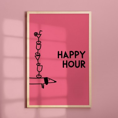vonSUSI - Dackel Poster "Happy Hour Dackel"