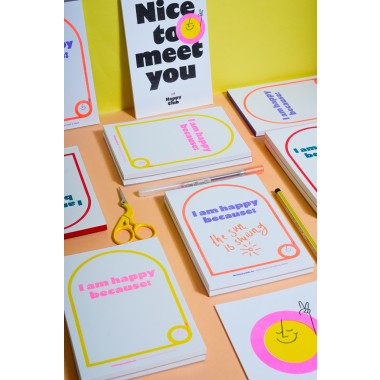 Notizblock HAPPY - Orange/Violett