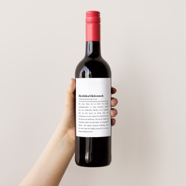 Etikett für Weinflaschen: "Herzlichen Glückwunsch" - Pulse of ArtDefinition